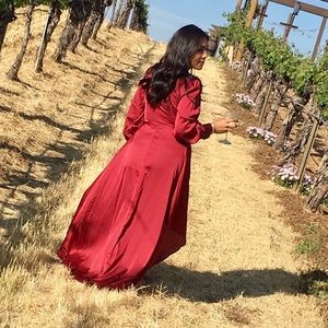 Red Satin hi-low dress Size Large